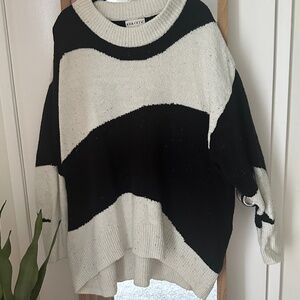 Black and White Mock neck sweater